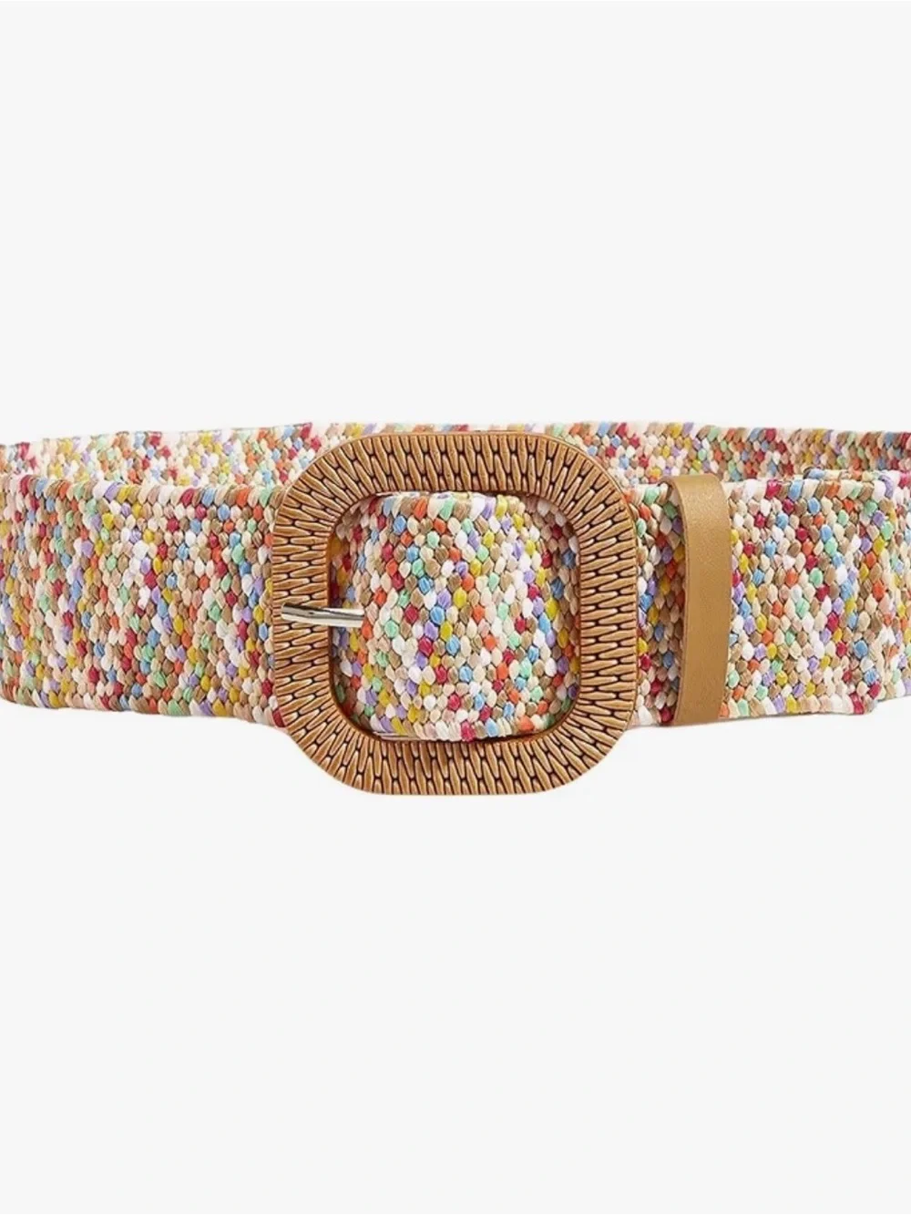 Women’s Multicolor Woven Straw Waist Belt | Square Buckle | NWOT